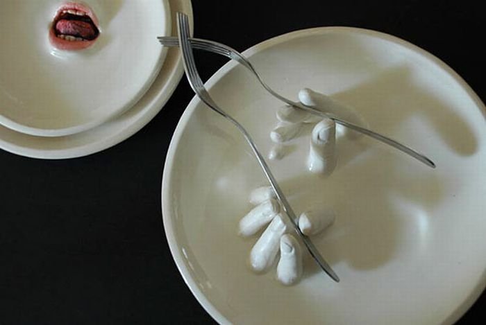 Creepy tableware by Ronit Baranga