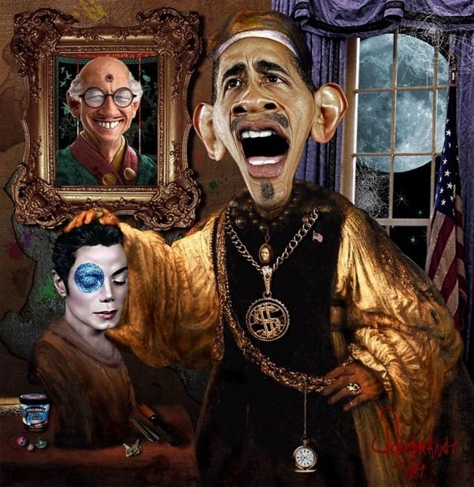 Caricature of US president Barack Hussein Obama II