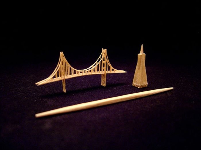 one toothpick tiny sculpture