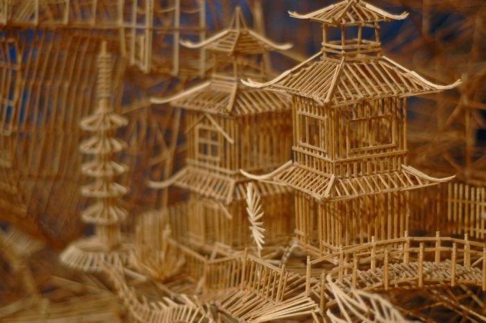 Rolling Through the Bay toothpick sculpture by Scott Weaver