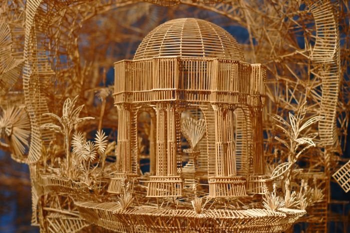 Rolling Through the Bay toothpick sculpture by Scott Weaver