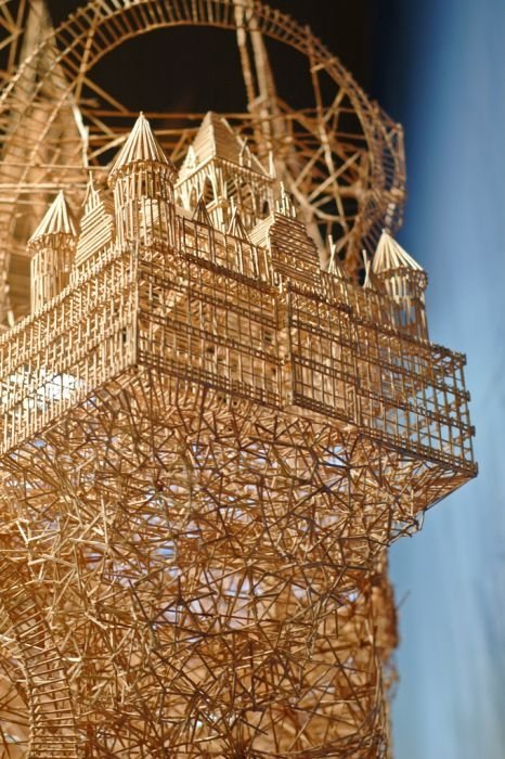 Rolling Through the Bay toothpick sculpture by Scott Weaver