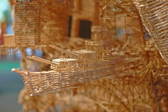 Rolling Through the Bay toothpick sculpture by Scott Weaver