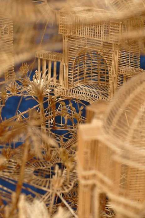 Rolling Through the Bay toothpick sculpture by Scott Weaver