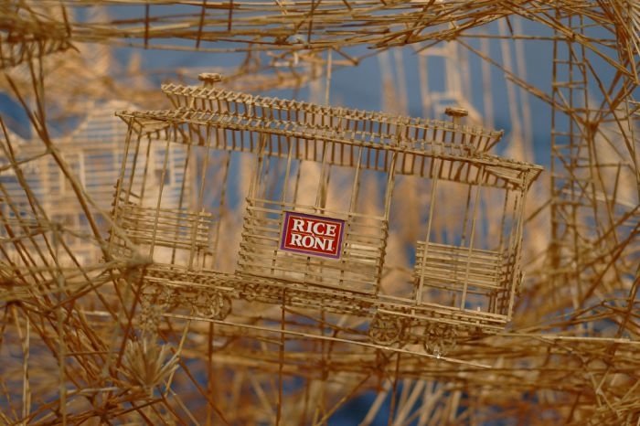 Rolling Through the Bay toothpick sculpture by Scott Weaver