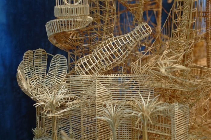 Rolling Through the Bay toothpick sculpture by Scott Weaver