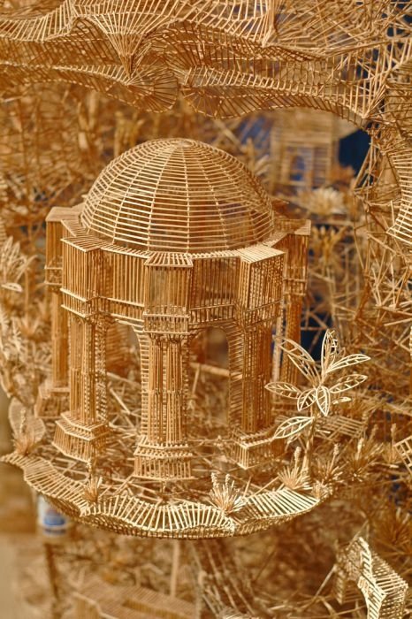 Rolling Through the Bay toothpick sculpture by Scott Weaver