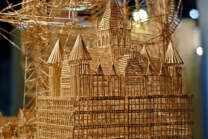 Rolling Through the Bay toothpick sculpture by Scott Weaver