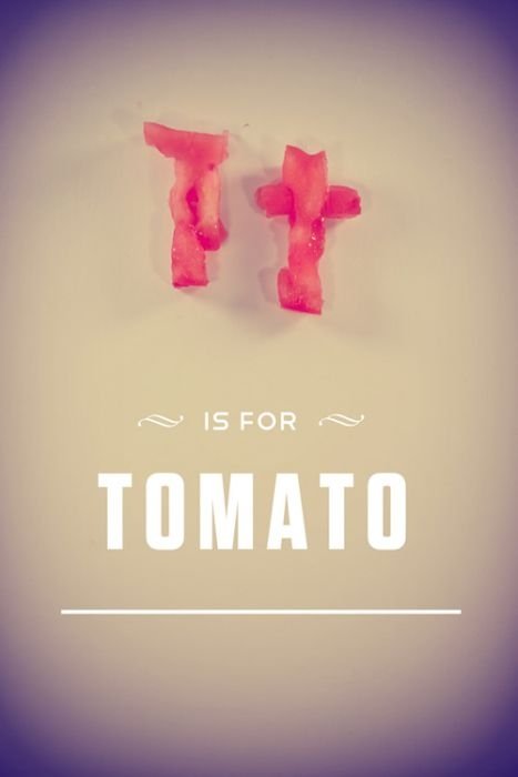 Alphabet carved into food by Garret Steider