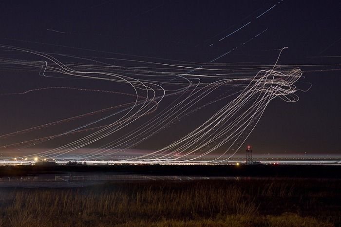 airplane long exposure photo