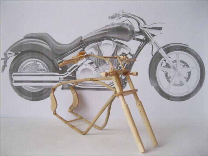 Miniature wooden motorcycles by Vyacheslav Voronovich