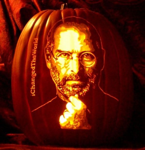 Pumpkin carved portrait by Alex Wer