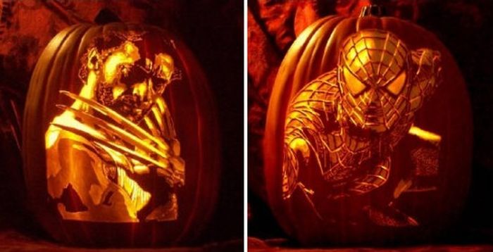 Pumpkin carved portrait by Alex Wer