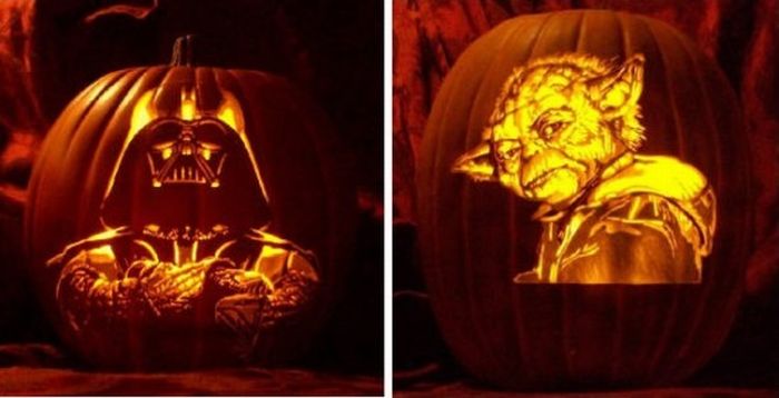 Pumpkin carved portrait by Alex Wer