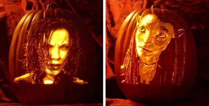 Pumpkin carved portrait by Alex Wer