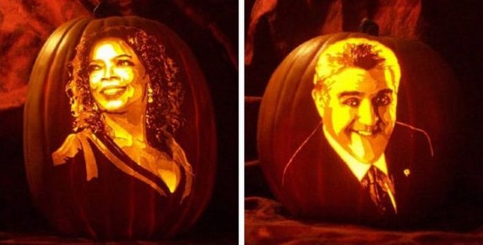 Pumpkin carved portrait by Alex Wer