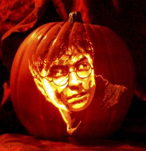 Pumpkin carved portrait by Alex Wer