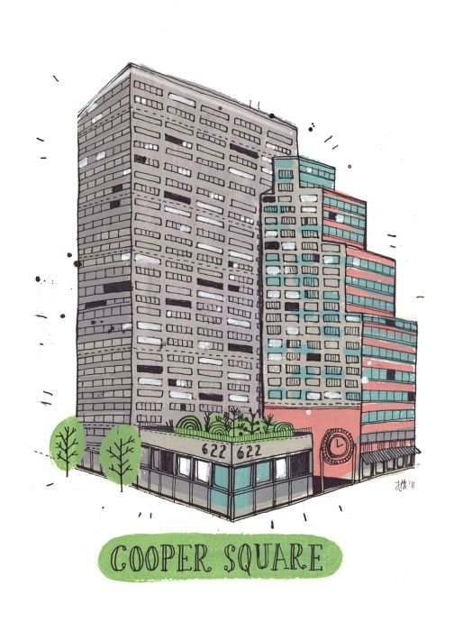 Buildings in New York City, illustration by James Gulliver Hancock