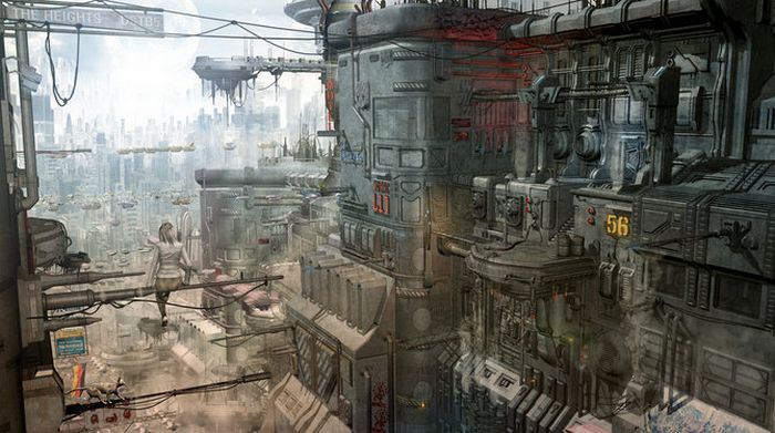 Sci-fi urban environment concepts by Stefan Morrell