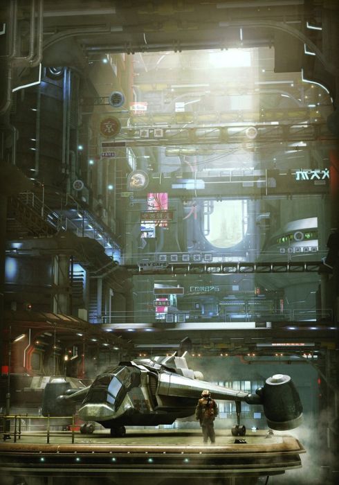 Sci-fi urban environment concepts by Stefan Morrell