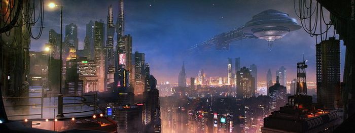 Sci-fi urban environment concepts by Stefan Morrell