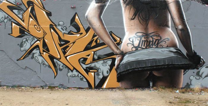 Street art graffiti by Smug One