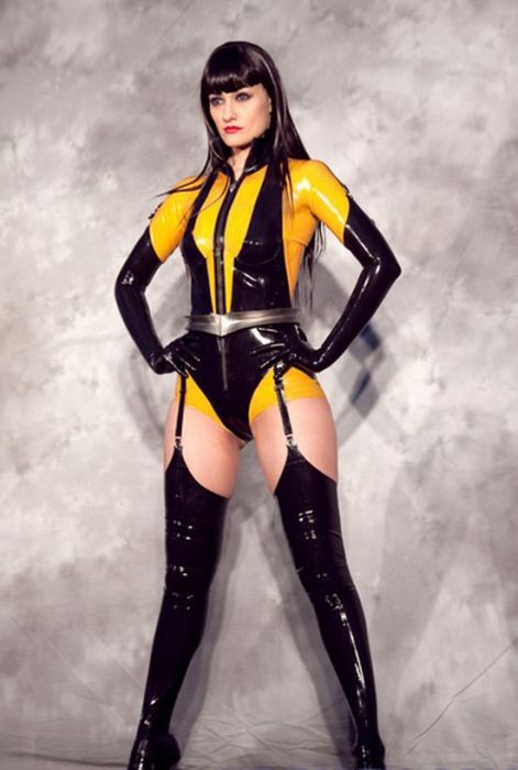 cosplay girl wearing a latex outfit