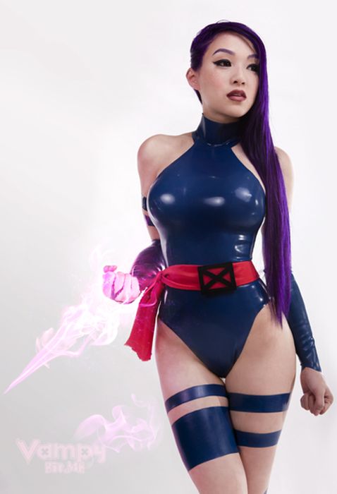 cosplay girl wearing a latex outfit