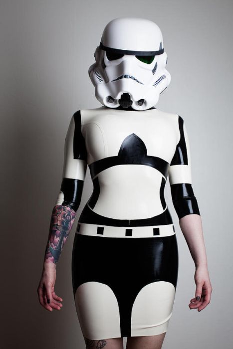cosplay girl wearing a latex outfit