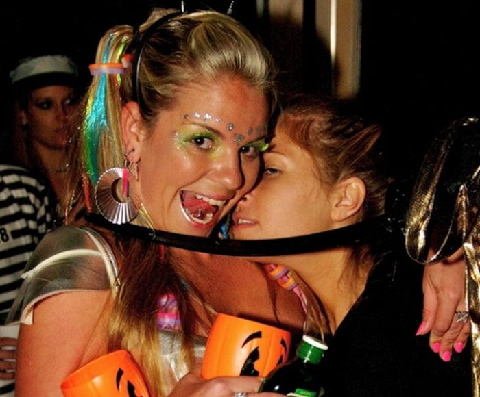 young teen college girls at halloween parties