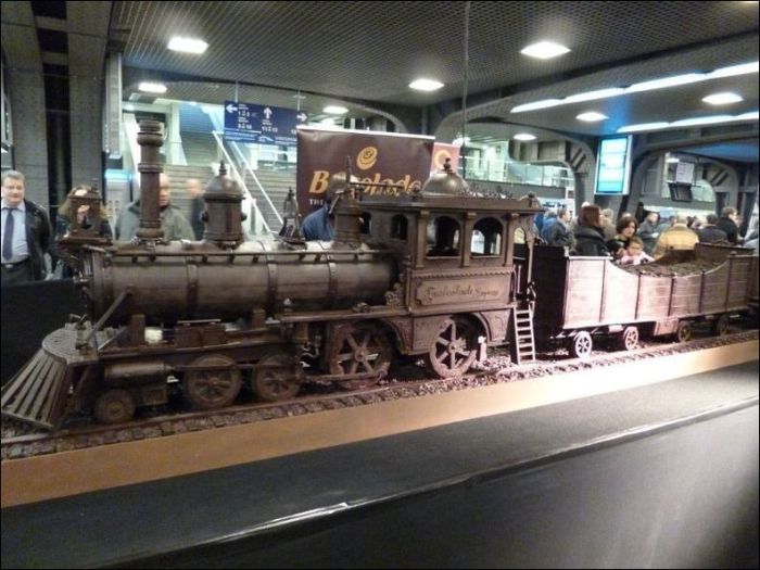 Chocolate train food art, Brussels, Belgium