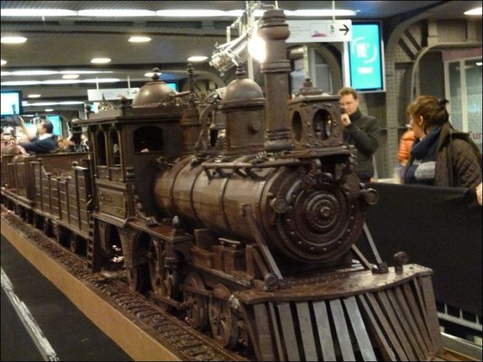 Chocolate train food art, Brussels, Belgium