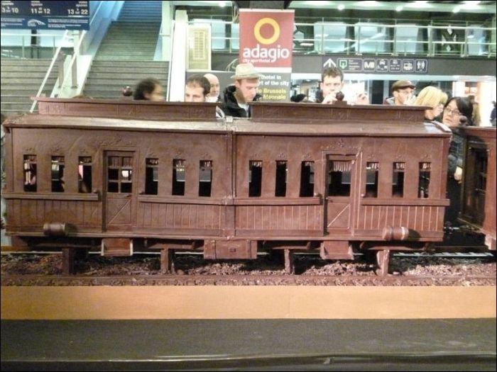 Chocolate train food art, Brussels, Belgium