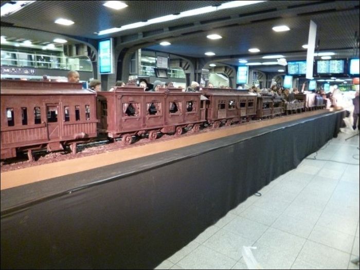 Chocolate train food art, Brussels, Belgium