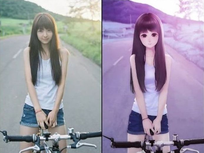 real life and anime girl