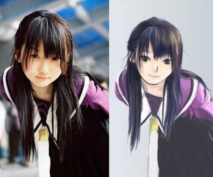 real life and anime girl