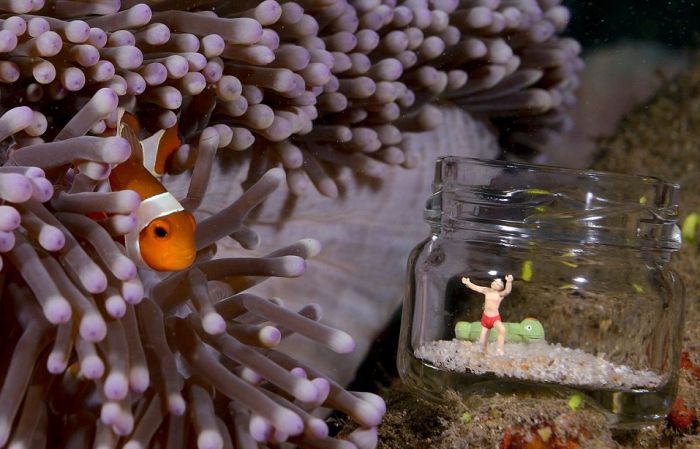 Underwater scenes with toy figures by Jason Isley