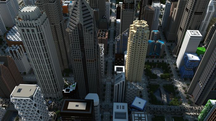 3D minecraft skyscraper city