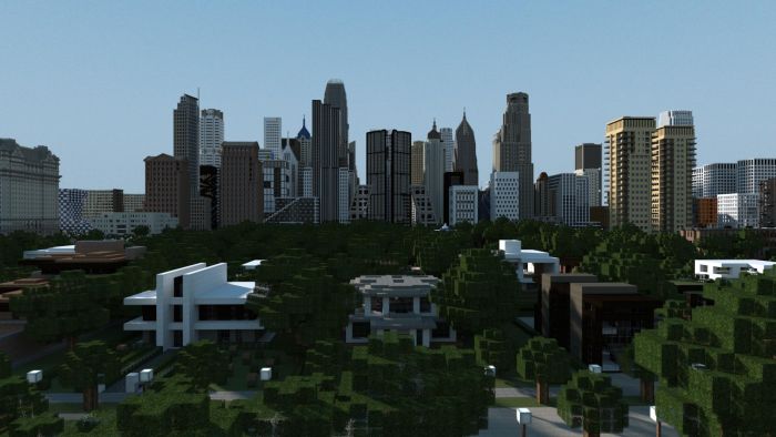 3D minecraft skyscraper city