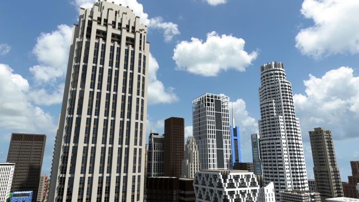 3D minecraft skyscraper city