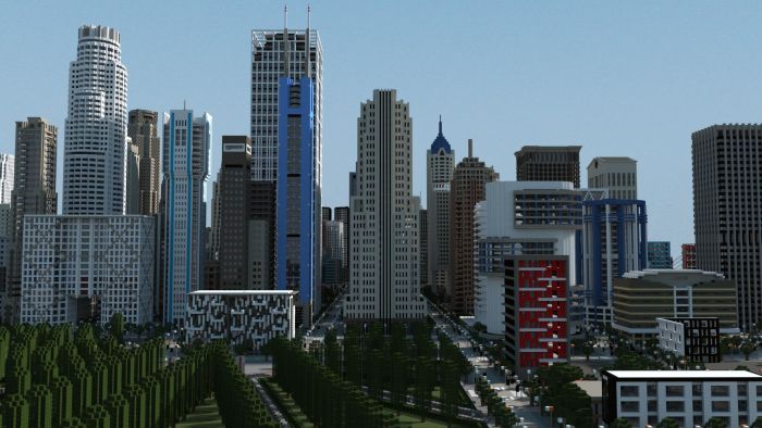 3D minecraft skyscraper city