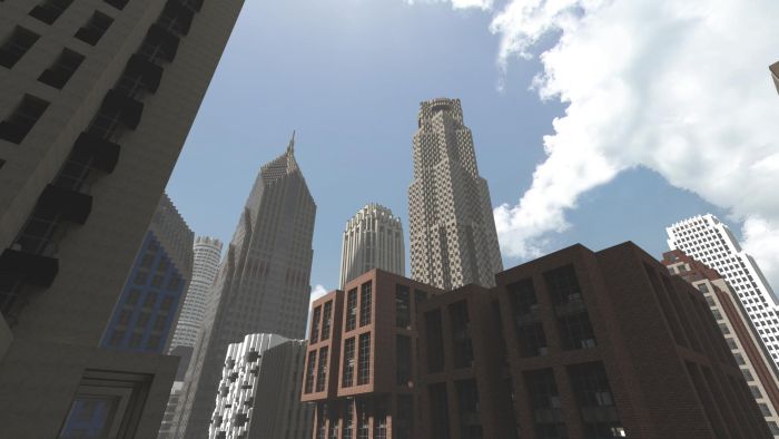 3D minecraft skyscraper city