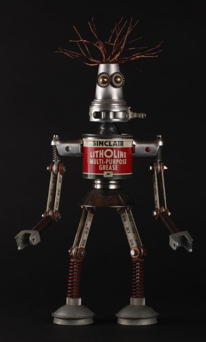 Robot orphan sculptures by Brian Marshall