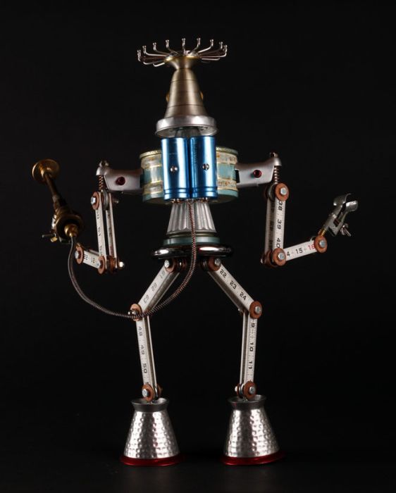 Robot orphan sculptures by Brian Marshall