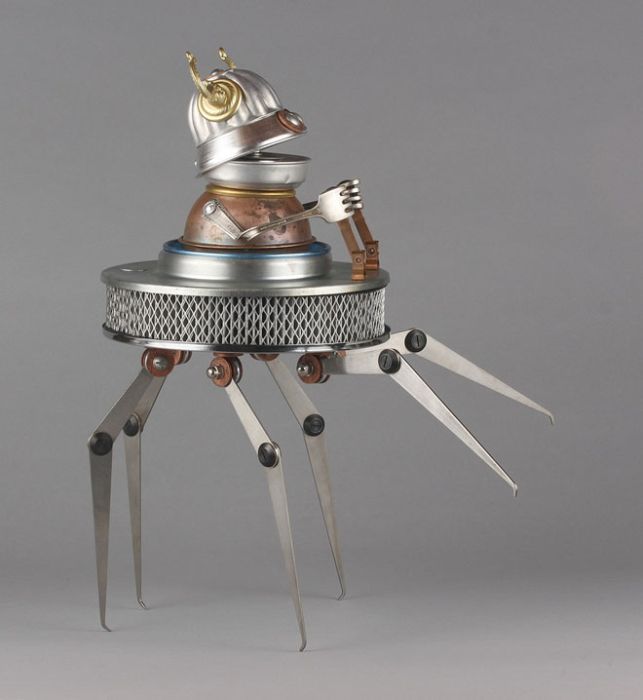 Robot orphan sculptures by Brian Marshall