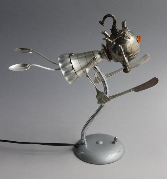 Robot orphan sculptures by Brian Marshall