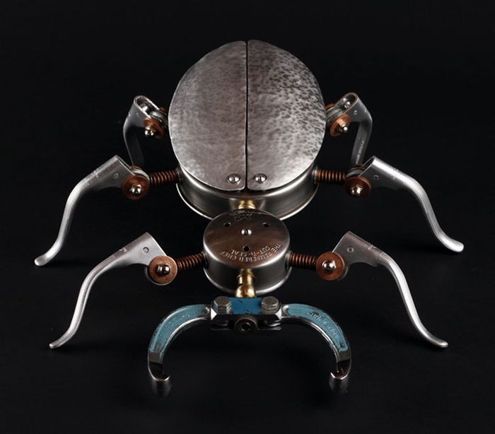 Robot orphan sculptures by Brian Marshall