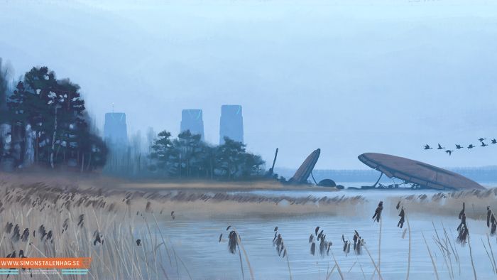 Retro futurism illustration by Simon Stålenhag