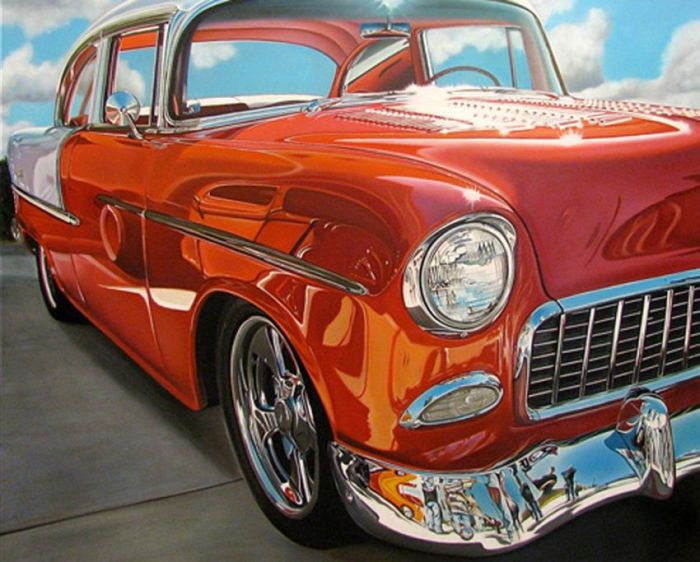 Photorealistic antique classic cars by Cheryl Kelley