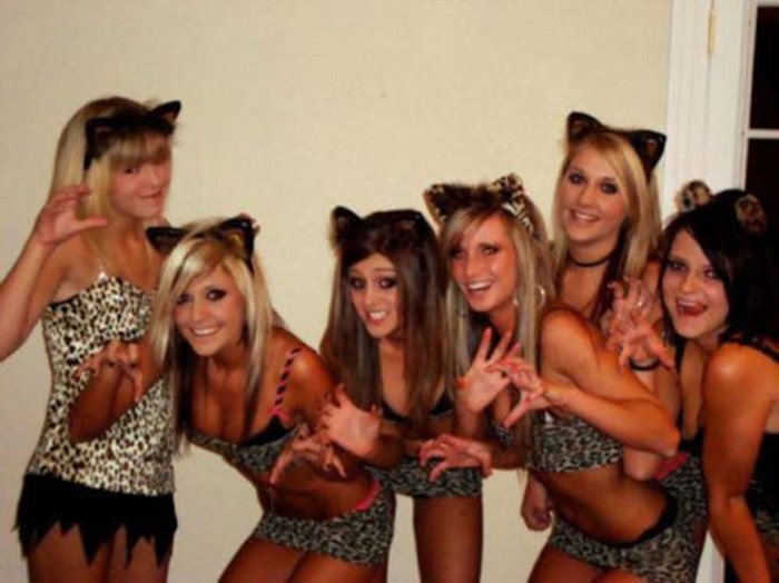 young teen college girls at halloween parties